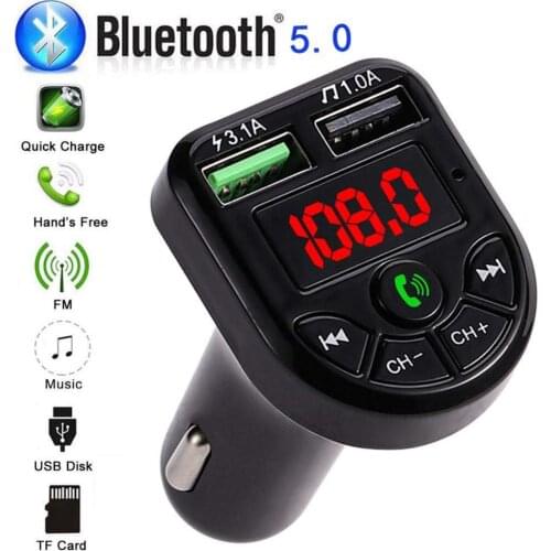 Car Bluetooth FM Transmitter Wireless Handsfree Audio Receiver Auto MP3 Player (1A/3.1A) Dual USB Fast Charger Car Accessories