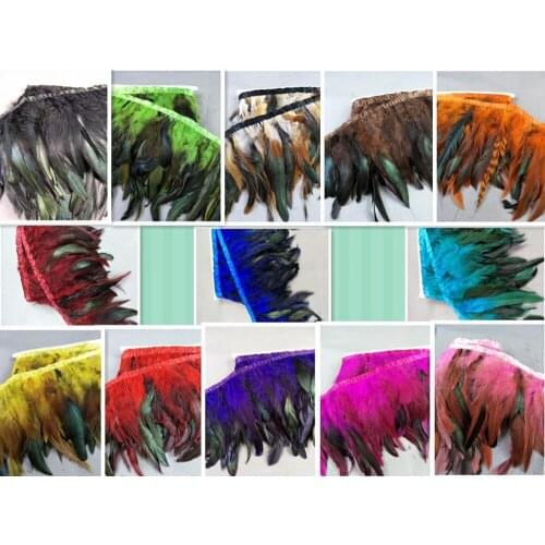Free shipping Wholesale 1 yards Quality 12-16cm/5-7inch wide natural Turkey feathers ribbon Decorative diy stage performance