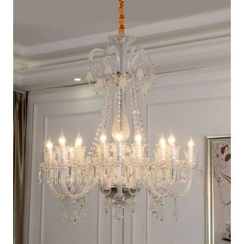 Large K9 Crystal pendant Chandelier lighting for Hotel living Room Hallway dining room French 8-24 pcs Led lustres de cristal