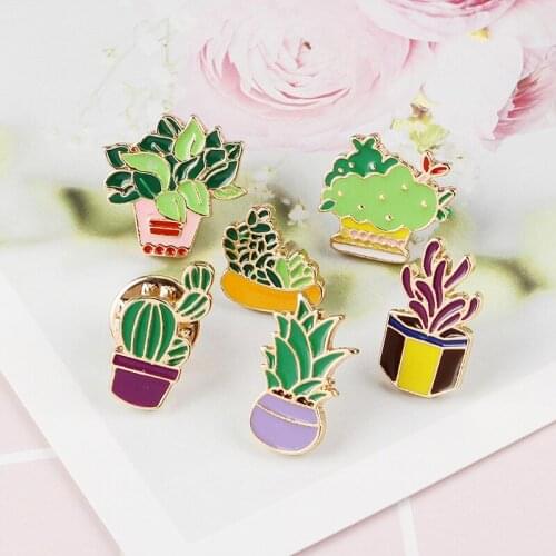 Cartoon Plant High-Grade Brooch Aloe Cactus Potted Drop Oil Brooch Simple Fashion Pins Enamel Pin