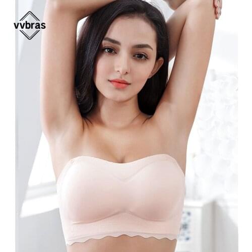 Vvbras Strapless Push Up Bra For Woman Wire Free Front Closure Seamless invisible Lingerie Soft Bralette Sexy Underwear M-7XL