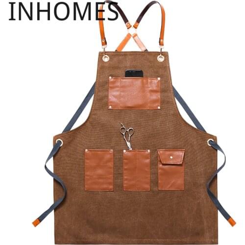 Denim Apron Work Custom Printed Logo Barber Milk Tea Coffee Shop Restaurant Men Women Art delantal cocina