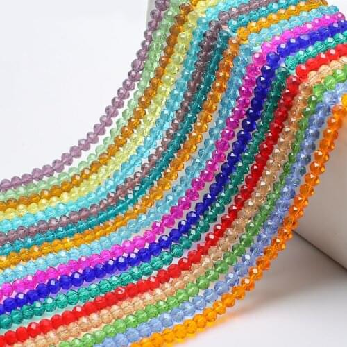 Faceted Rondelle Glass Beads For Jewelry Making Bulk 2/3/4/6/8MM Crystal Lampwork Loose Beads For Bracelets Charms DIY Crafts