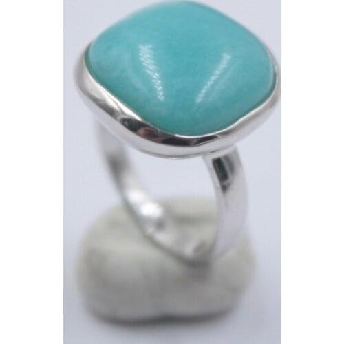 Pure 925 Sterling Silver with Natural Cushion Turquoise Ring For Woman Size from 5 to 12