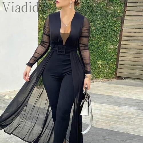 Office Lady Elegant Jumpsuits Women Solid Color Rompers Office Wear Playsuits Long Pants Overalls