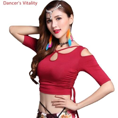 Adult Sexy Mesh Belly Dance Tops Shirt Costumes for Women Bellydance Indian Dancing Clothes Dancer Wear