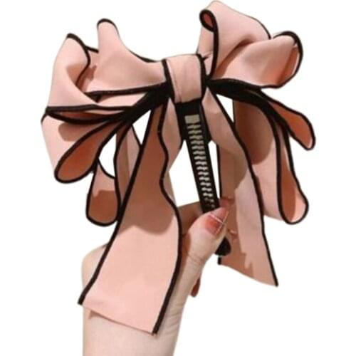 Q1QA Korean Style Sweet Hairpin Cute Ribbons Bow Banana Hair Clip Fashion Cute Hair Accessories for Womens Girls