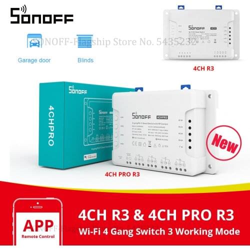 Itead SONOFF 4CH R3/ 4CH PRO R3 Wifi Switch Module 4 Gang Wi-Fi DIY Smart Switch APP Voice Control Smart Home Works With Alexa