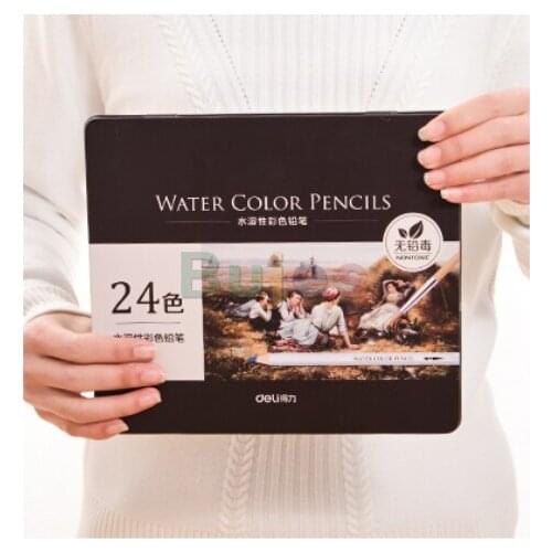 Deli 24/36/48/72 Colors Water soluble color lead iron box for beginners painting for adult students painting suit