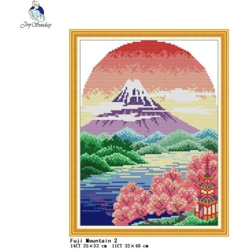 Fuji Mountain 2 scenery pattern cross stitch kit 11CT 14CT count printed fabric embroidery DIY needlework sewing home decoration
