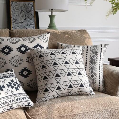 Cushion Cover Throw decorative cushion covers PillowCase Black White Geometric Arrow Vintage Linen Pillow 45cm*45cm