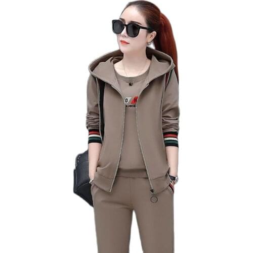 2021 New Spring Women Vest Set 3 Pcs Vest+T-Shirt+Pant Casual Sports Sweatshirt Hooded Sportswear Plus Size 4XL