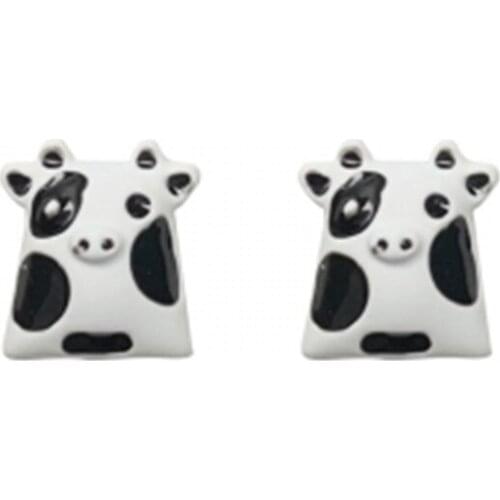 New Funny Acrylic Cow Animal Earrings Cute Black White Cartoon Irregular Geometric Little Stud Earrings for Women FashionJewelry