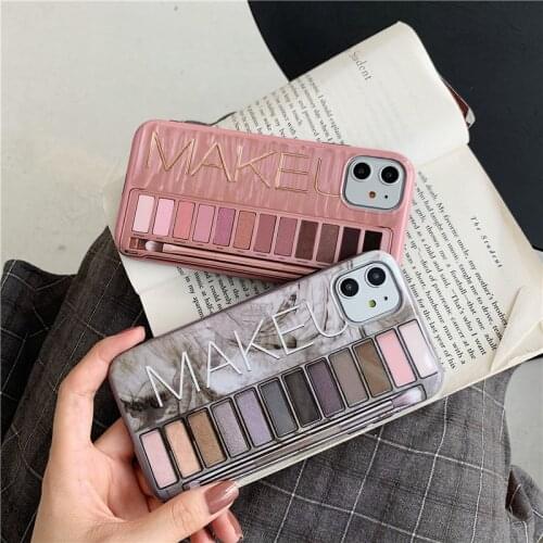 Hot Soft TPU Eyeshadow Palette Pattern Makeup Back Cover for iPhone SE 7 8 Plus X XS XR XS Max 11 Pro Max 12 Mini Phone Case