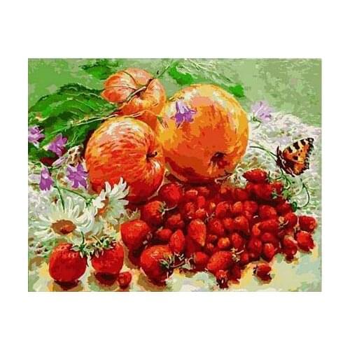 Apple strawberry butterfly diy painting by numbers hand painted oil painting for wall art picture home decoration