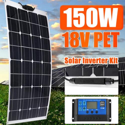 Solar Panel 150W 18V Charging Board Sun Power Cells Fast Charger PET Semi-Flexible Monocrystalline System Generator Car Boat