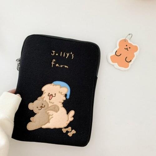 Cute Bear Embroidery Hand Holding Tablet Ipad Laptop 11/13/15 Inch Inner Bag Lenovo Notebook Sleeve Cover Sleeve Pouch Bag