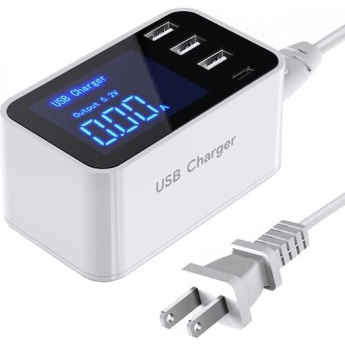 Universal 3 Ports USB Type-C Fast Charging Adapter LED Display Wall Desktop Charger For iPhone XS XR iPad SAMSUNG HUAWEI Xiaomi