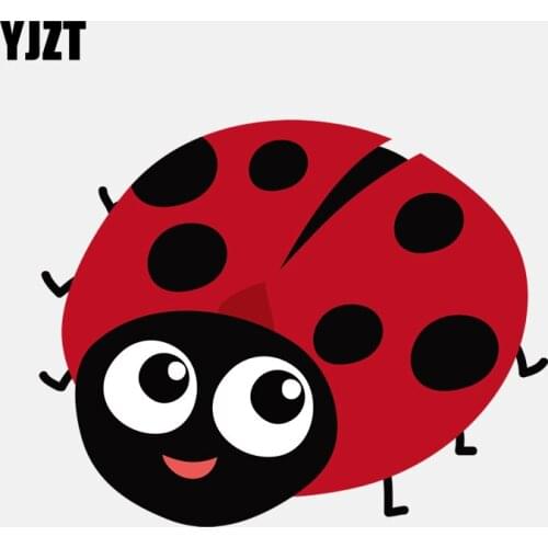 YJZT 14.4CM*11.5CM Red Polka Dot Smile Ladybug Decal PVC Motorcycle Car Sticker 11-00830