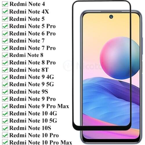 Full Cover Tempered Glass For Xiaomi Redmi Note 9 8 7 6 9S 10 Pro Max Screen Protector For Redmi Note 4 4X 5 6 7 8 Pro 8T Glass