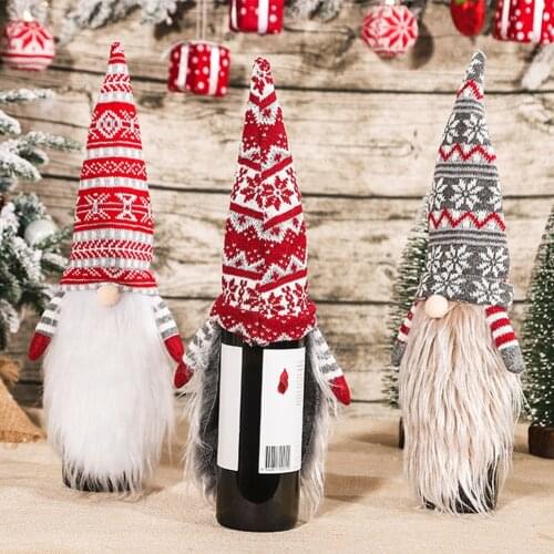Mini Christmas Hat Santa Claus Hat Xmas Santa Wine Bottle Set Wine Bottle Caps Christmas Gift Caps New Year Tree Bottle Ornament