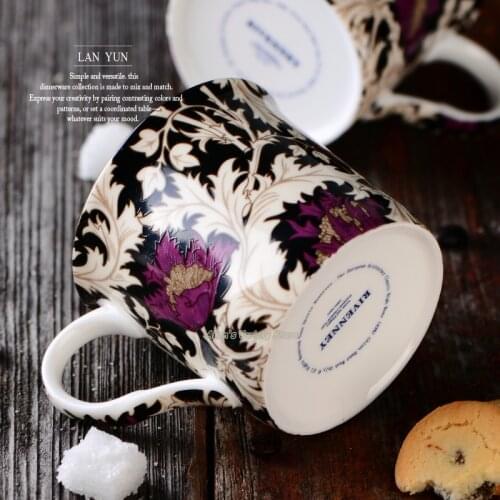 Pastoral Style Thistle Teacup Golden Ceramic Mug Porcelain Gilded Mug Coffee Mug Milk Cup gilding Cup gold-plating Mug