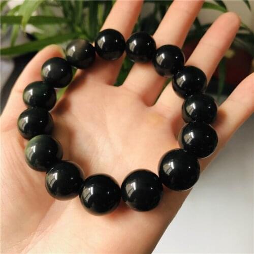 Gold Obsidian Bracelet Men Black Natural Stone Beaded Women Men Braslet For Male Yoga Hand Jewelry Accessories Wristband
