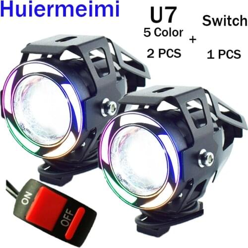 1Pair Motorcycle Headlight LED U7 Headlamp 12V 24V 6500k moto Driving Spot Head Lamp 5 Colors Motorbike Auxiliary Work Lights