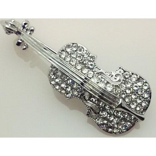 10pcs/lot 2015 new design crystal rhinestone violin brooch pin