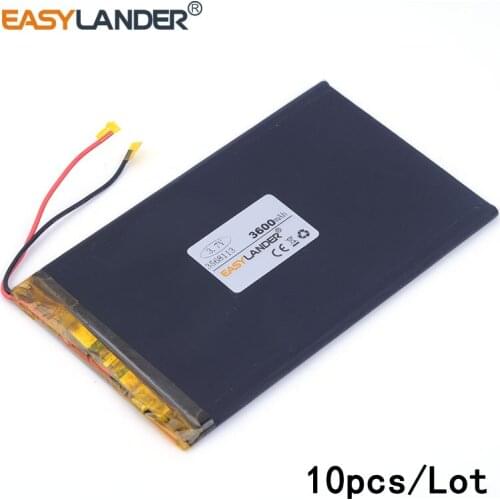 10pcs /Lot 3.7V 3600mAh 3568113 lithium Li ion polymer rechargeable battery For Tablet TALK7X Colorfly E708 Q2 AMPE A96 A13 A78