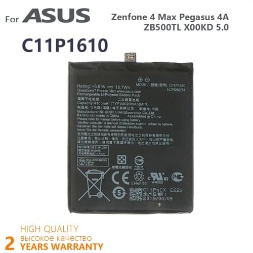 100% Original 4100mAh C11P1610 Battery For ASUS Zenfone 4 Max Pegasus 4A ZB500TL X00KD 5.0" High quality Batteries Batteria