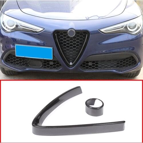 2Color Red/Carbon Fiber ABS Plastic Front Grill Decoration Frame Trim For Alfa Romeo Stelvio 2017 2018 2019 Car Accessories 2pcs