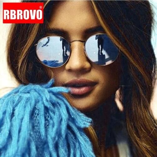 RBROVO 2021 Vintage Round Luxury Brand Sunglasses Women Classic Glasses Men Street Beat Mirror Oculos De Sol Gafas UV400