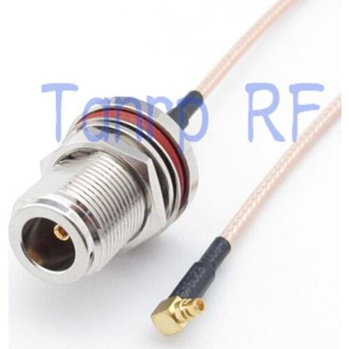 50CM Pigtail coaxial jumper cable RG316 extension cord 20in MMCX male right angle to N female nut bulkhead RF adapter connector