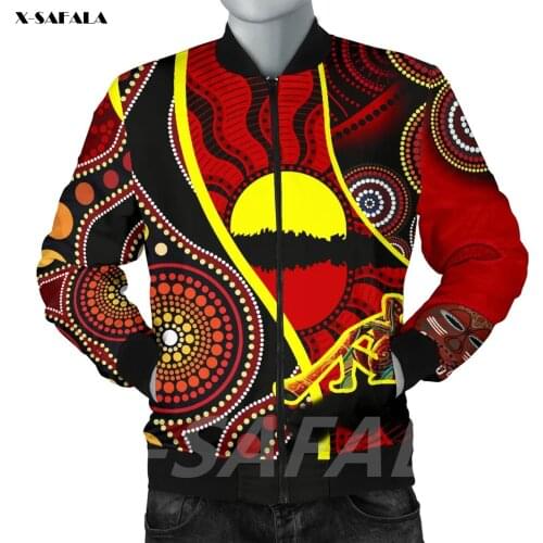 Australia Aboriginal Dots Didgeridoo 3D Printed Bomber Thick Jacket Man Female Outwear Baseball Flight Pilot Jacket Zipper Coat