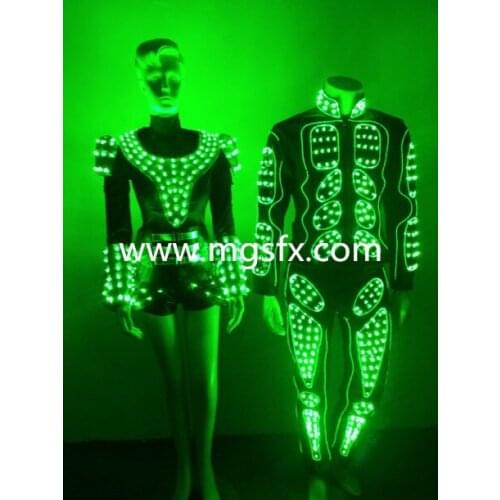 Free shipping Mens LED dance suits and Womens LED skirt