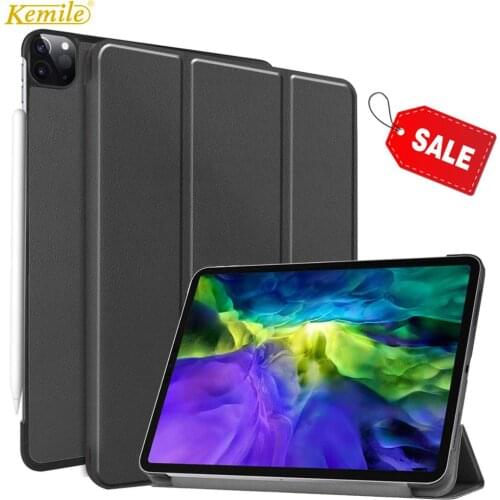 For iPad Pro 11 2th 2020 Case PU Leather PC Back Ultra Slim Light Weight Trifold stand Smart Cover for new iPad Pro 11 2010 Case