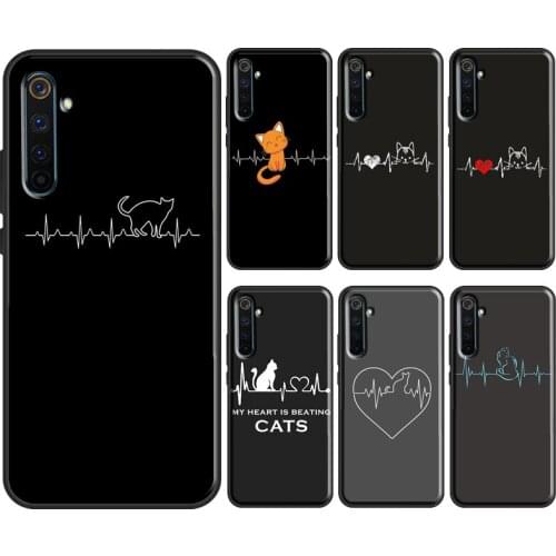 Cat Heartbeat Case For OPPO Realme 8 Pro 6 7 Q3 Pro GT Neo C21 C11 C3 Cover For OnePlus 8T 8 9 Pro Nord