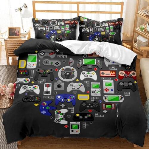 Black and White Bedding Set King Size Game Equipment Duvet Cover 3D Quilt Headset Camera PSP Bedclothes Play Game Home Textiles