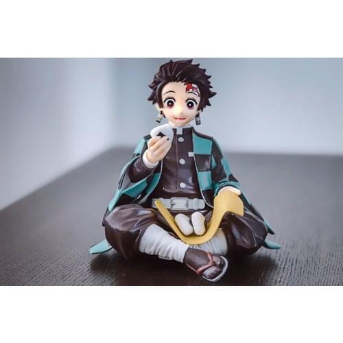 14cm Demon Slayer PVC Action Figure Kimetsu no Yaiba Tanjirou Smile Face Rice Balls Ver. Zenitsu Nezuko Shinobu Model Collect