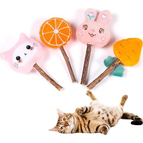 4PCS Cat Toy With Catnip Fruit Shape PlushFun Assorted Silvervine Stick Herbe A Chat Kitten Chewing Toy Interactive Pet Supplies
