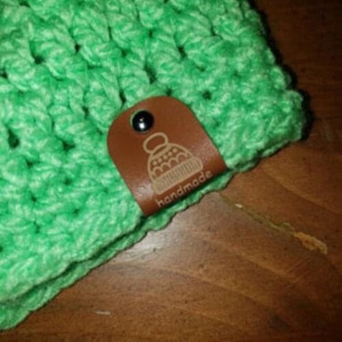 Customize Knitting Beanie Tags，Labels for Handmade Products，Leather labels for knitted and crocheted items