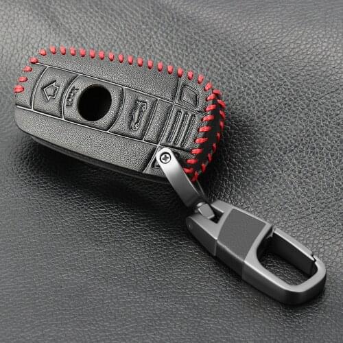 Men Leather Car Key Case For BMW E90 E60 E70 E87 3 5 6 Series M3 M5 X1 X5 X6 Z4 Remote Fob Protector Cover Bag Auto Accessories
