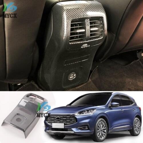 For Ford Kuga Escape 2020 2021 Carbon fiber car cover trim rear Air conditioning Outlet Vent switch USB power Charge