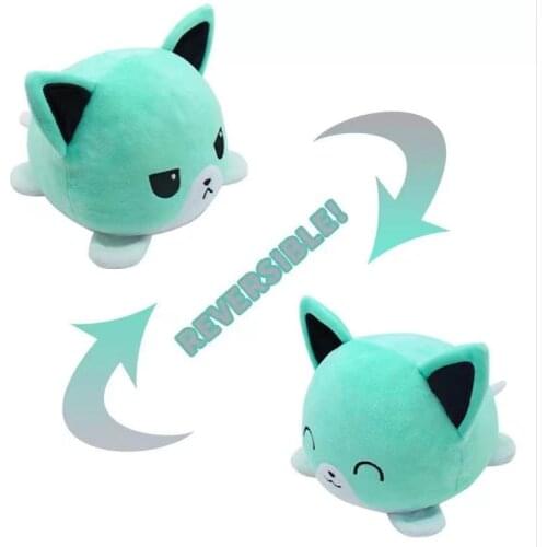 Lovely face turning mood Cat Gato doll double side turning Cute Rabbit Turtle doll small plush toy creative face changing doll
