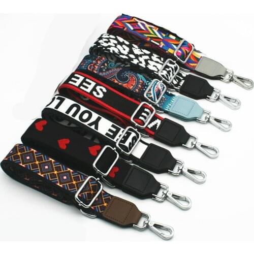 New Colored Women Belt Bag Strap Nylon O Bag Accessories Rainbow Adjustable Shoulder Hanger Handbag Strap Decorative Handle