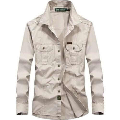 Autumn 100% Cotton Army Green Shirts M-6Xl Spring Mens High Quality Military Casual Brand Long Sleeve Shirt Man