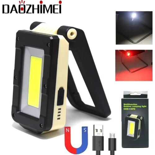 Mini Portable USB Rechargeable Torch COB+XPE LED Flashlight Outdoor lighting Tent light Magnet hook Work Lantern + Built-in batt