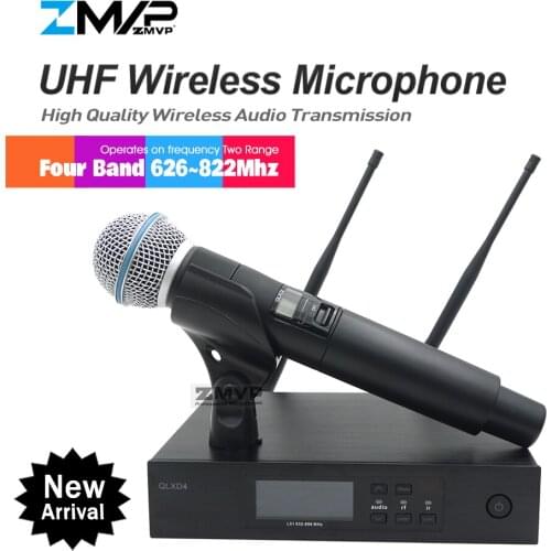 UHF Professional QLXD4 Performance Wireless Microphone System With QLX BETA58A Handheld Transmitter For Stage Live Vocal Karaoke
