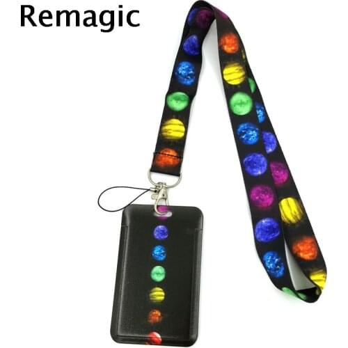 Colorful Moon Space Anime Lanyard Badge Holder ID Card Lanyards Mobile Phone Rope Key Lanyard Neck Straps Keychain Key Ring